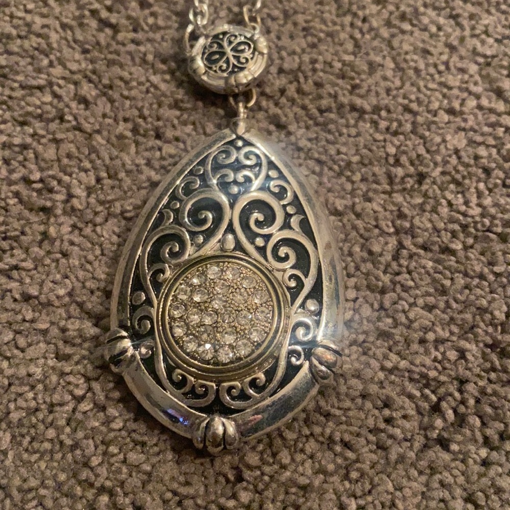 Black and silver necklace with rhinestones